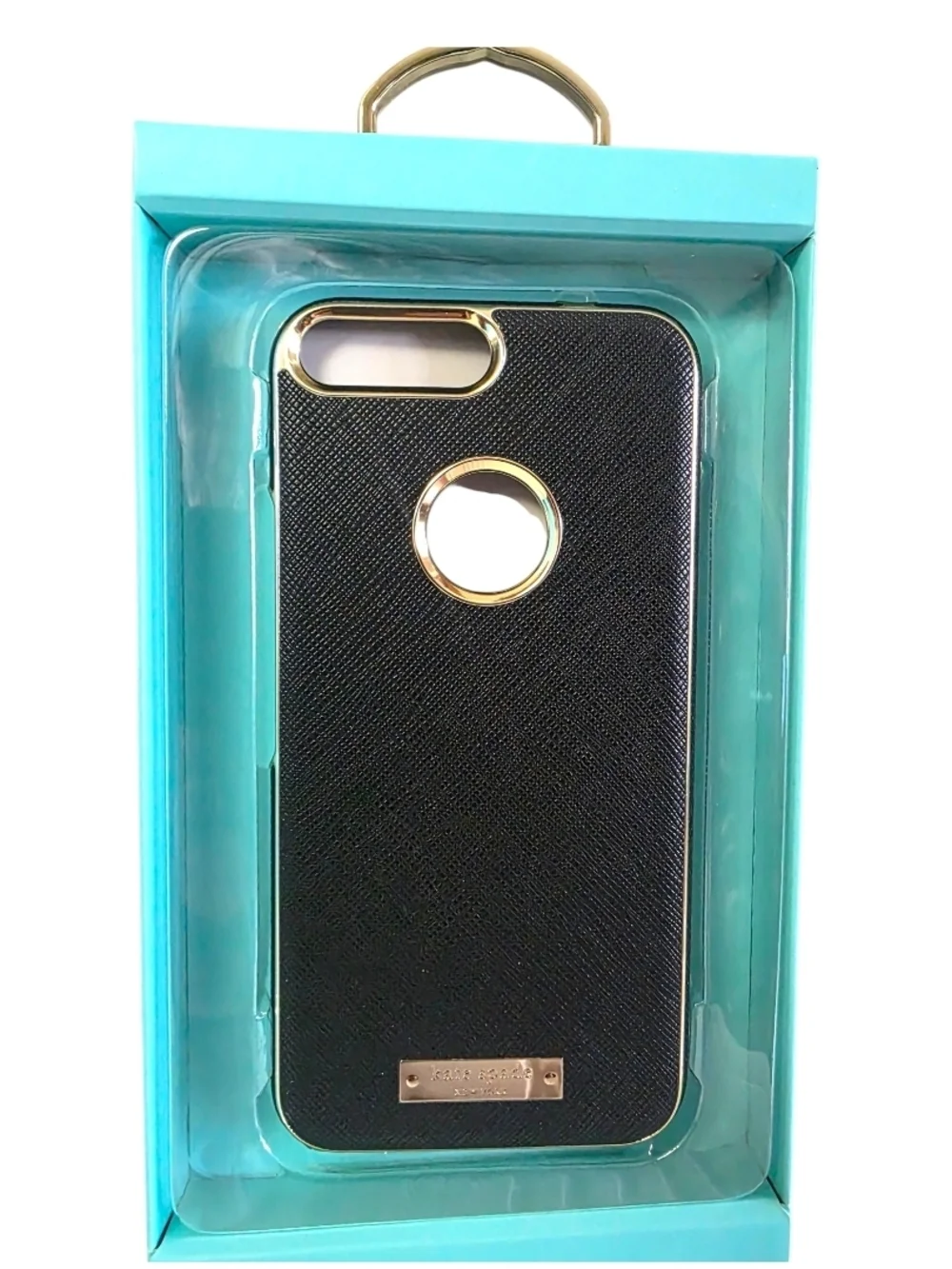 Kate Spade NWT Phone Case Black Saffiano Gold Phone Case in Box- 5.5